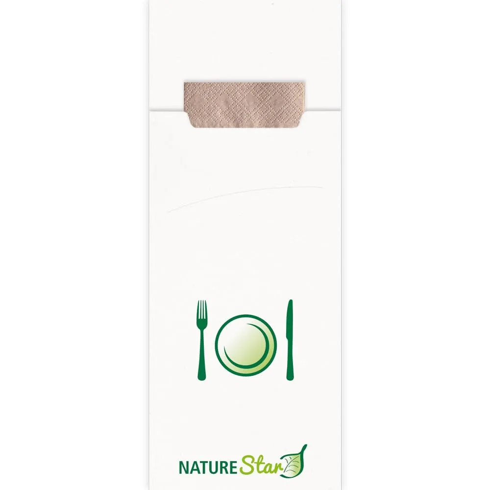 NATUREStar Bestecktaschen Papier weiß 520 Stück mit Serviette