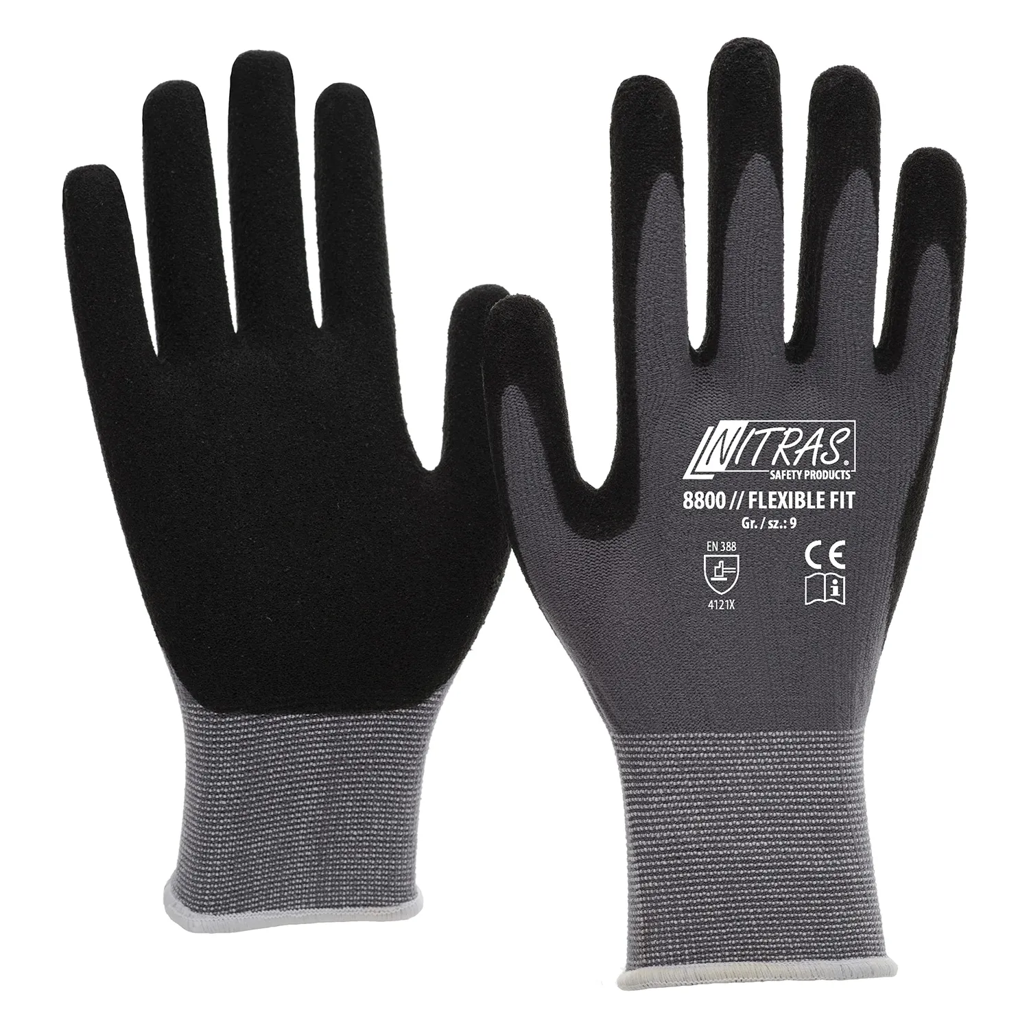 Nitras 8800 Flexible Fit Handschuhe Gr.9, 12 Paar, Grip