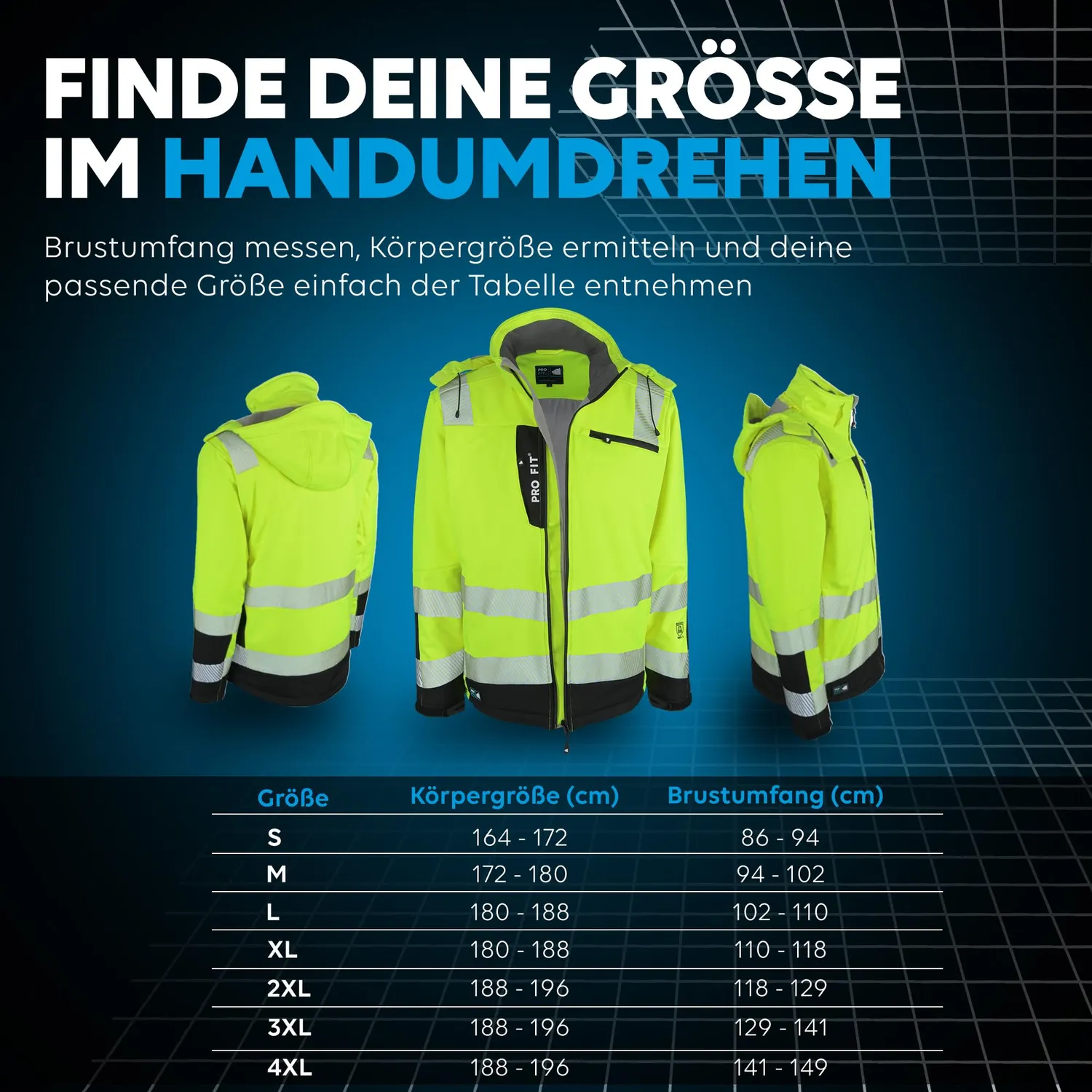 ProFit Winter Warnschutz Softshelljacke XL winddicht EN ISO20471