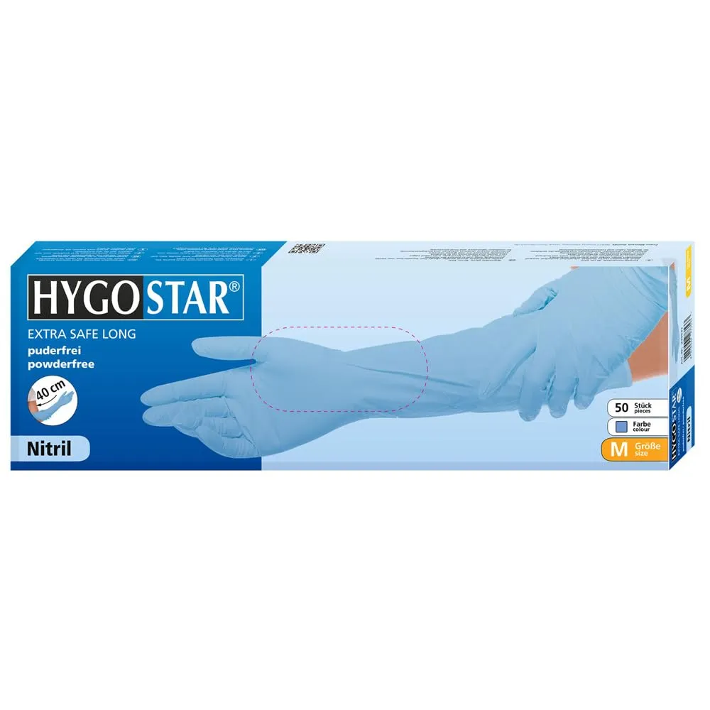 Franz Mensch Hygostar Nitrilhandschuhe 40cm 50er M blau