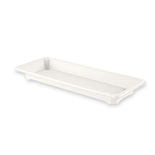 NatureStar Sushi-Schale Zuckerrohr 22,1 cm weiß 500 Stück fettbeständig