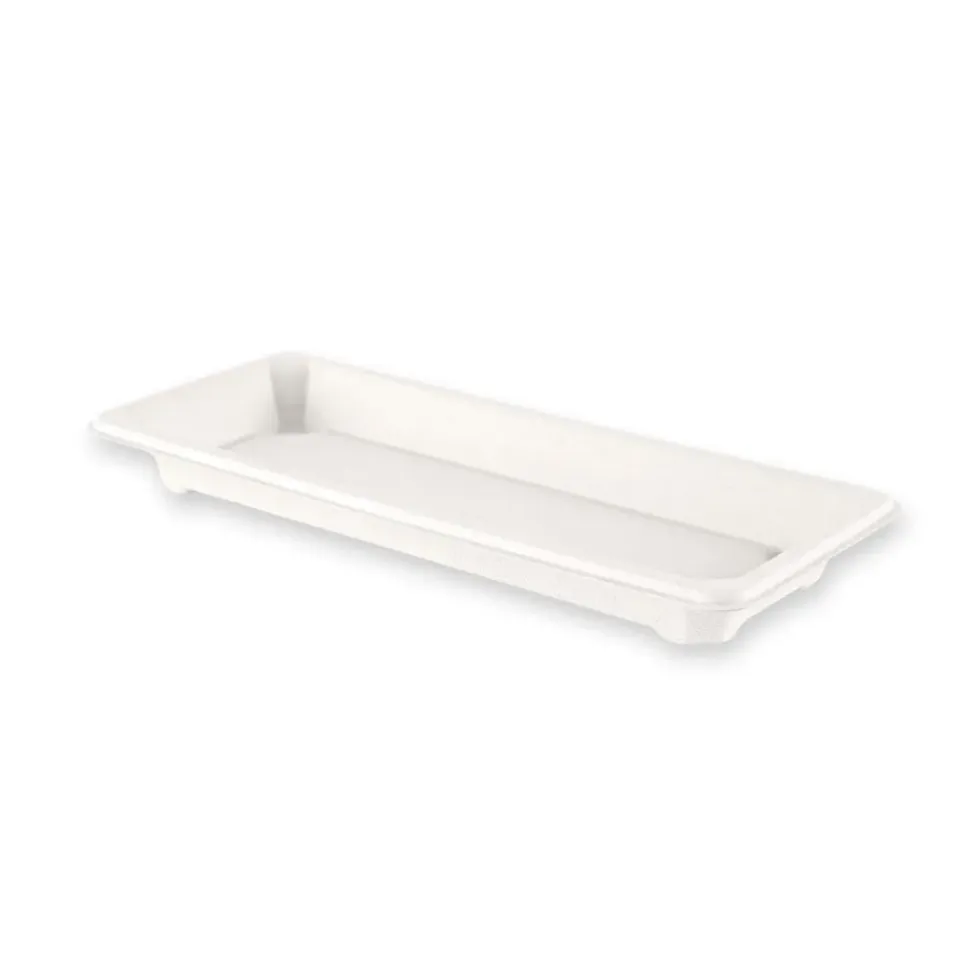 NatureStar Sushi-Schale Zuckerrohr 22,1 cm weiß 500 Stück fettbeständig