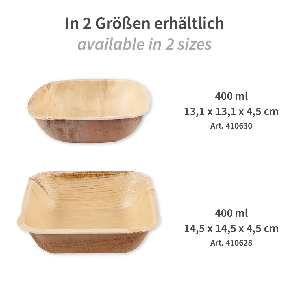 NatureStar Palmblatt Schalen quadratisch 400ml 100 Stück natur