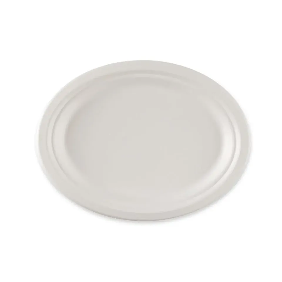 NATUREStar Teller oval 26,5x20 cm weiß 500 Stück Zuckerrohr