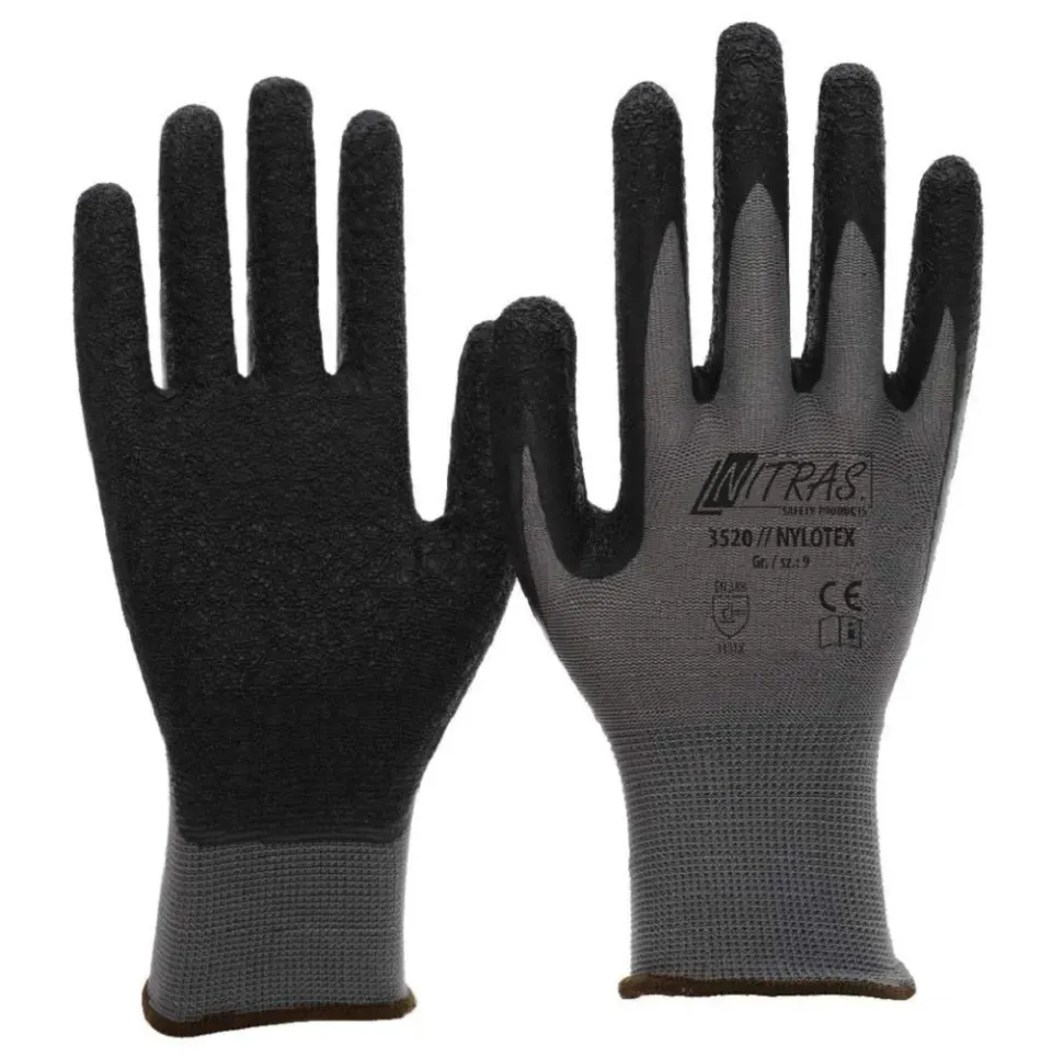 Nitras Nylotex 3520 Arbeitshandschuhe Grau-Schwarz 12 Paar griffig