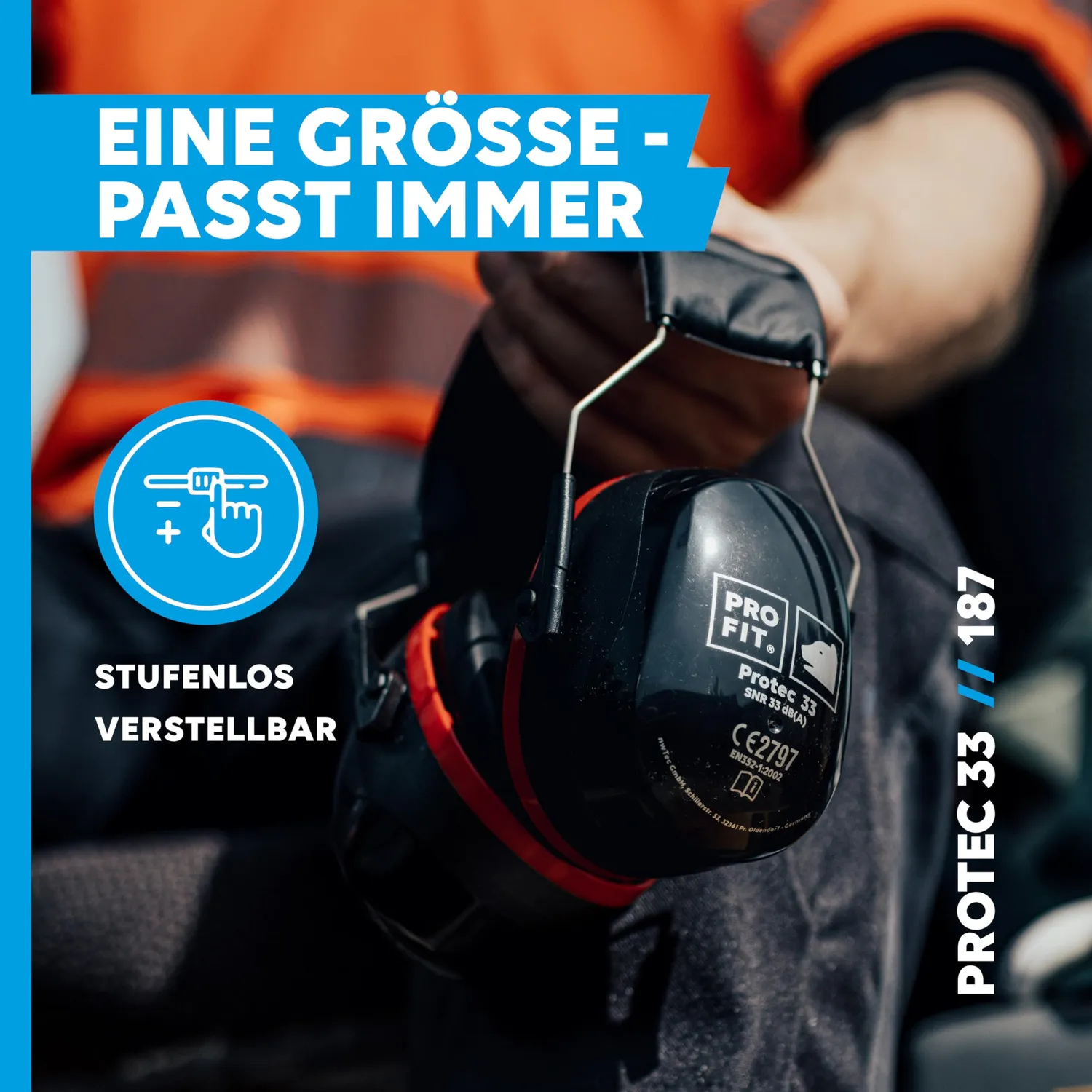 ProFit Protec 33 Kapselgehörschutz schwarz-rot SNR 33 dB