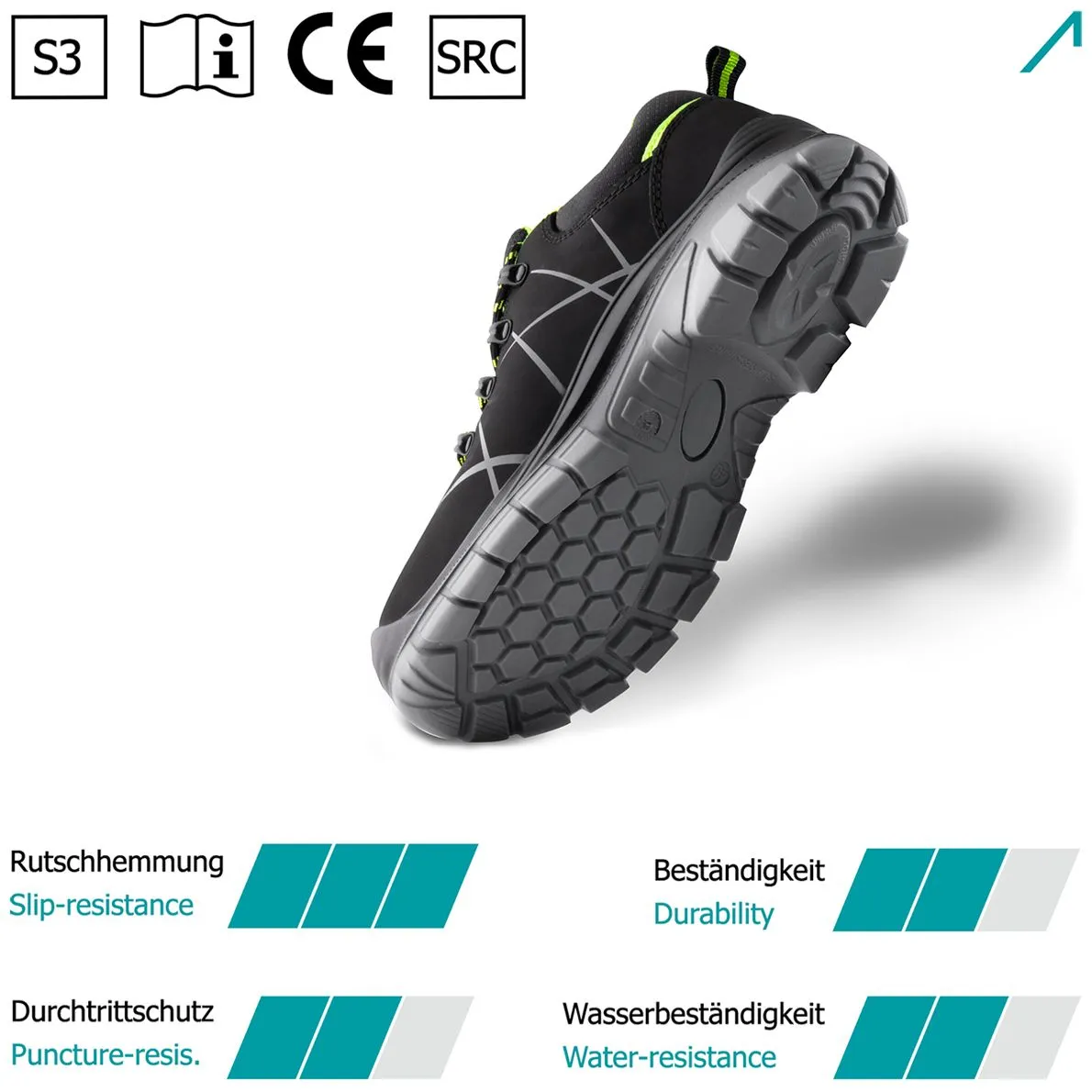 ACE Constructor S3 Arbeitsschuhe Schwarz-Grün 43