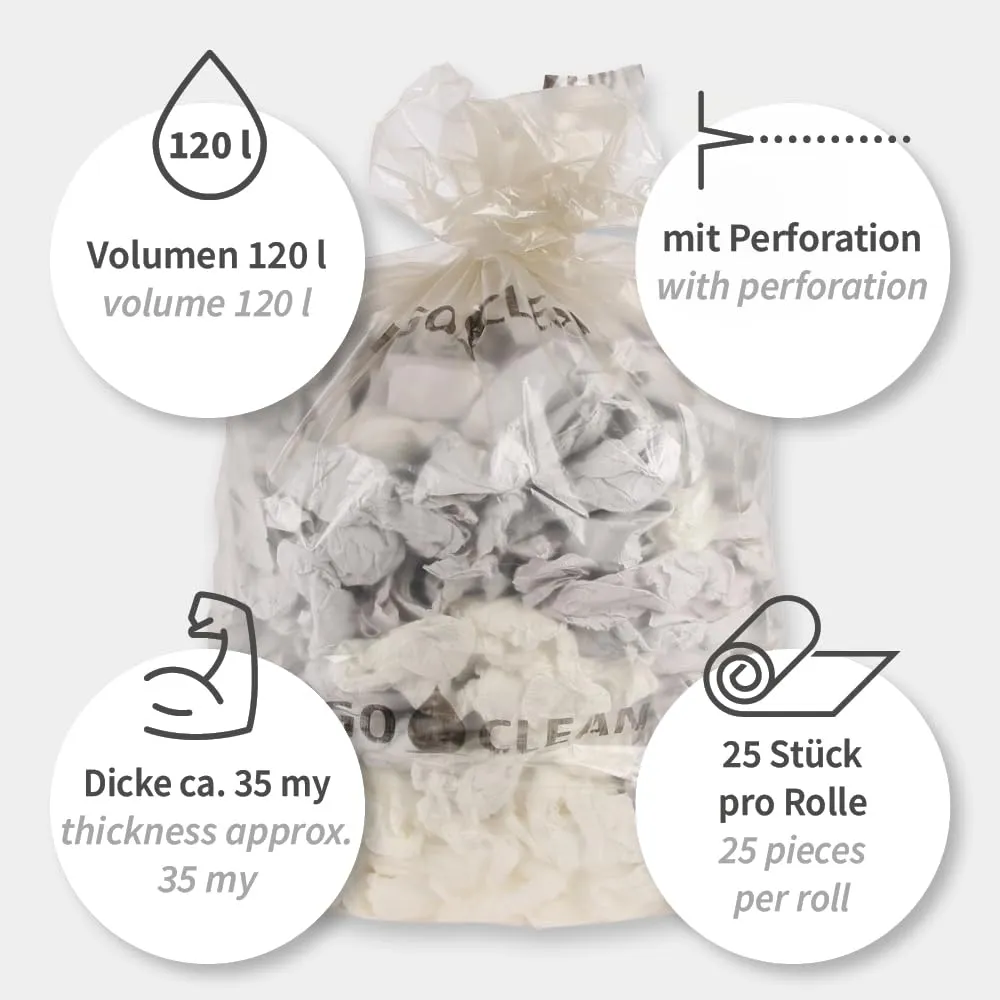 Franz Mensch Hygoclean Müllbeutel 120l transparent 250 St extra stark