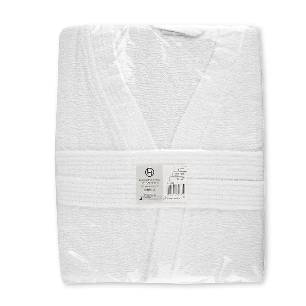 Hygostar Kimono Bademantel Baumwolle weiß Gr. L 120 cm