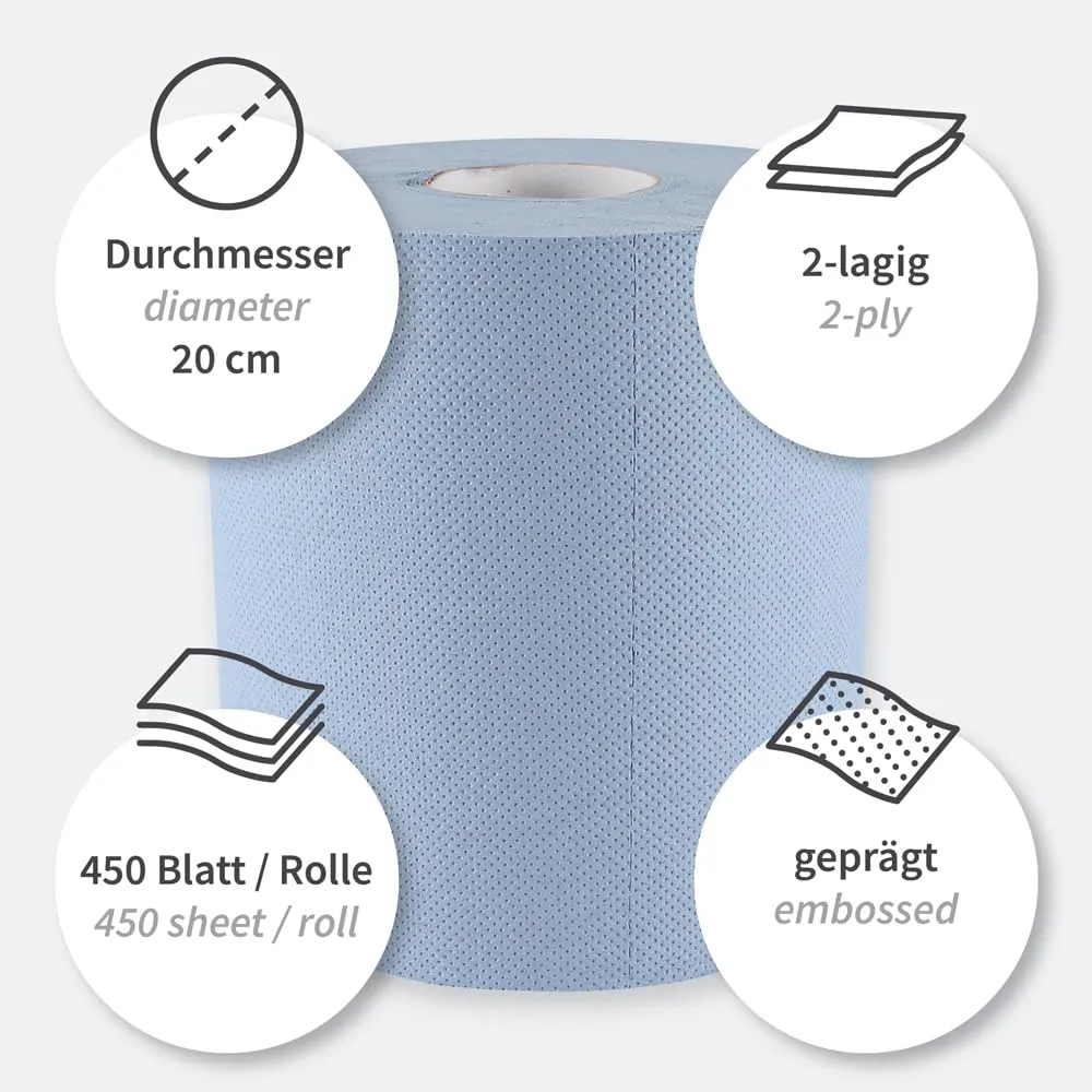 Franz Mensch Hygoclean Papierhandtuchrollen 2-lagig blau 6 Rollen