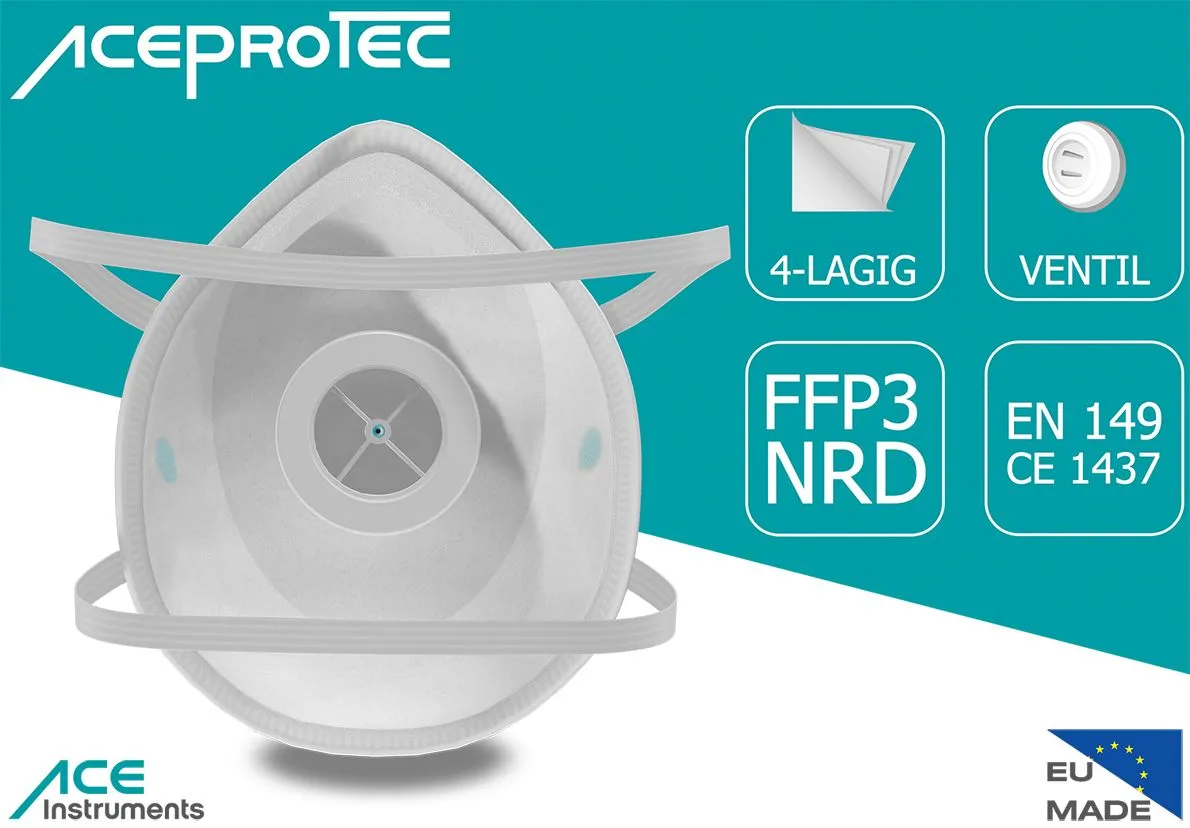 ACE ProTec FFP3 Staubmaske Ventil 5 Stück weiß