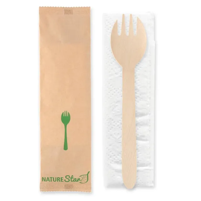NatureStar Spork Besteckset Holz Göffel 500 Stück braun