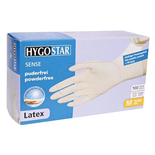 Hygostar Sense Latexhandschuhe M puderfrei 100 Stück griffig