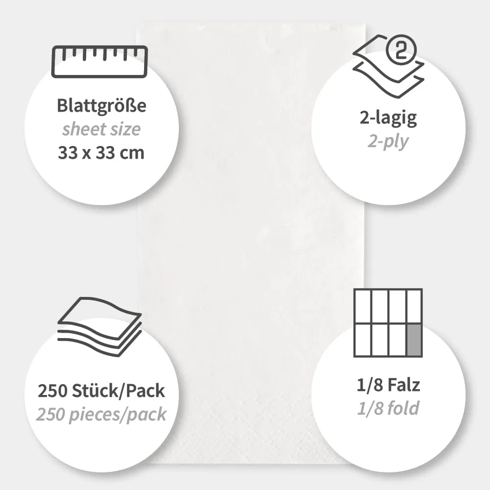 Hygostar Classic Servietten weiß 1500 Stück 2-lagig Zellulose