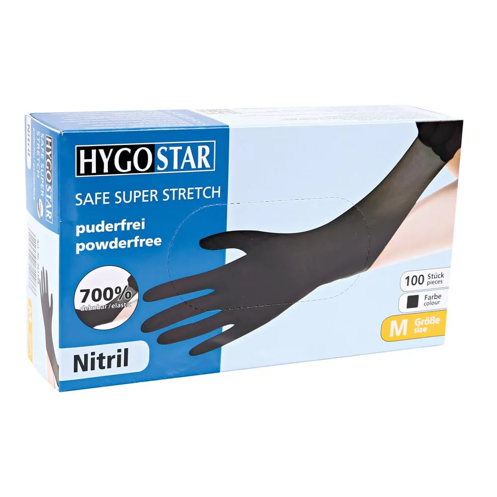 Hygostar Safe Super Stretch Nitrilhandschuhe schwarz M 1000 St