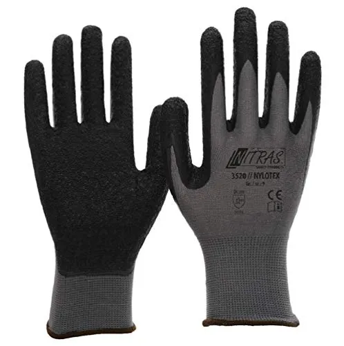 Nitras Nylotex 3520 Arbeitshandschuhe Grau-Schwarz 12 Paar griffig
