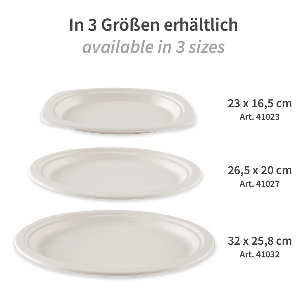 NATUREStar Teller oval 26,5x20 cm weiß 500 Stück Zuckerrohr