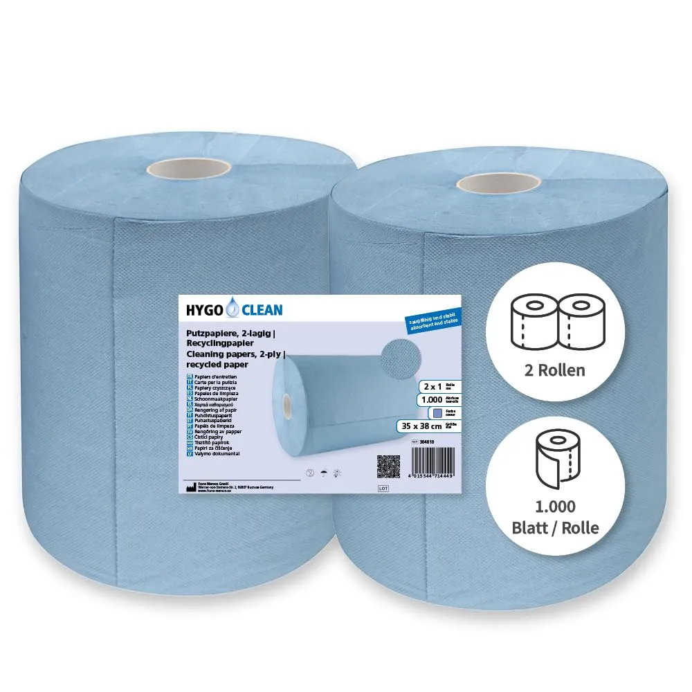 Hygoclean Putzpapier Blau 35x22 cm, 2-lagig, 2x500 Abriss