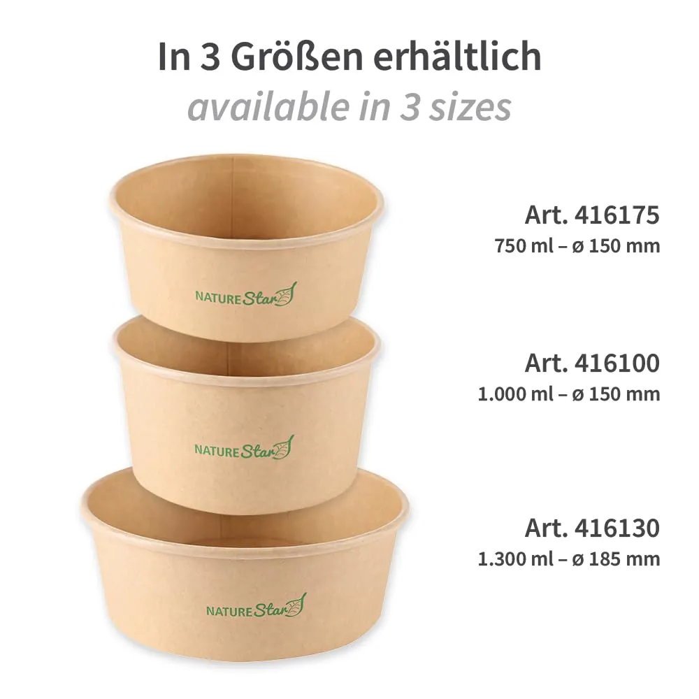 NatureStar Caesar Salatschalen 1300 ml 300 Stück PLA-beschichtet