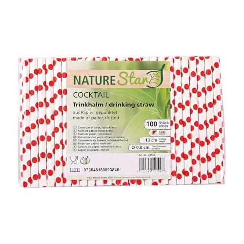 NatureStar Cocktail Papier-Trinkhalme rot-weiß 4000 Stück