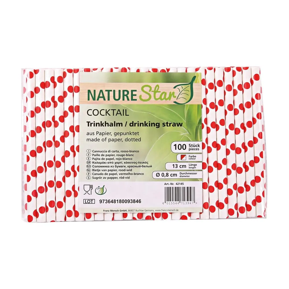 NatureStar Classic Papier-Trinkhalme 5000er rot-weiß gepunktet