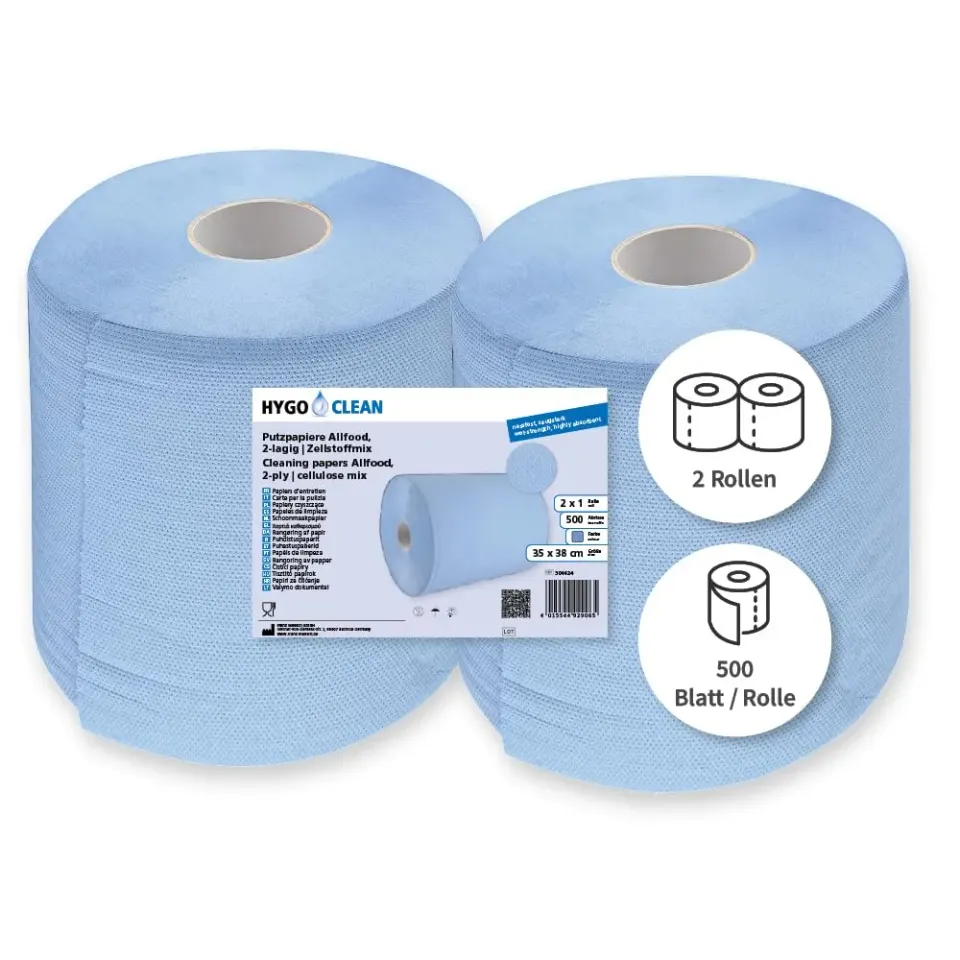 Franz Mensch Hygoclean Putzpapierrollen blau 2 Stk. 35x38 cm 2-lagig