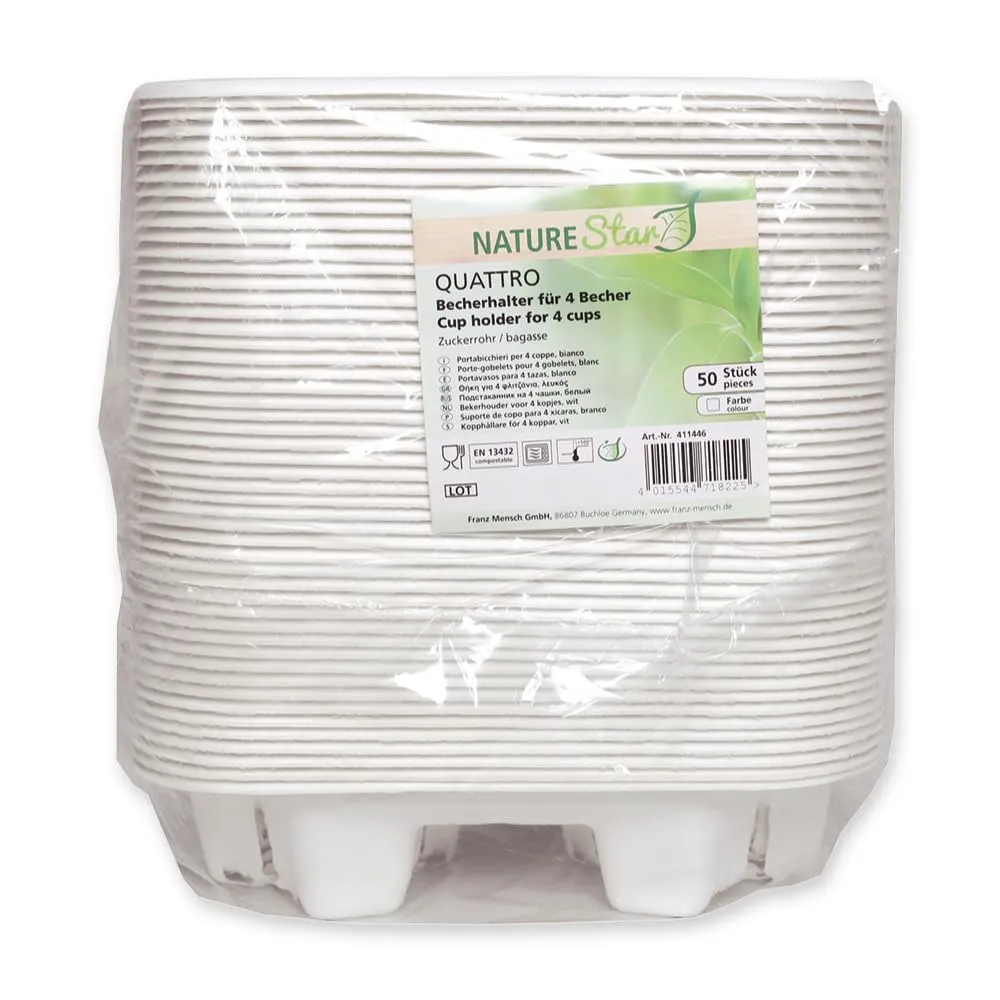 NatureStar Becherhalter Quattro Zuckerrohr 600 Stück