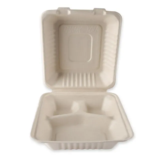 NatureStar Menübox 3-geteilt natur 1,1 L 250 Stück Klappdeckel