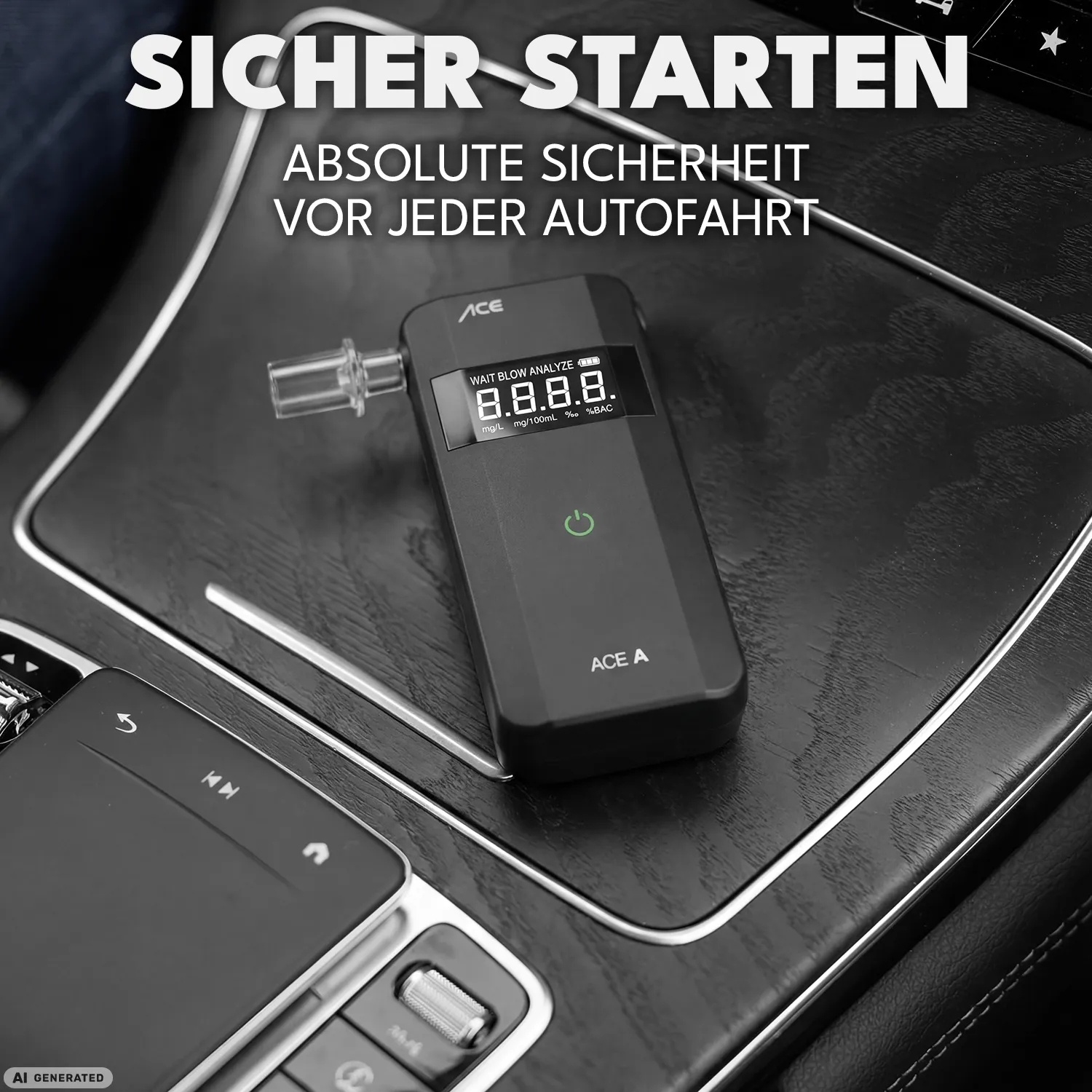 ACE A Alkoholtester mit 25 Mundstücken flach