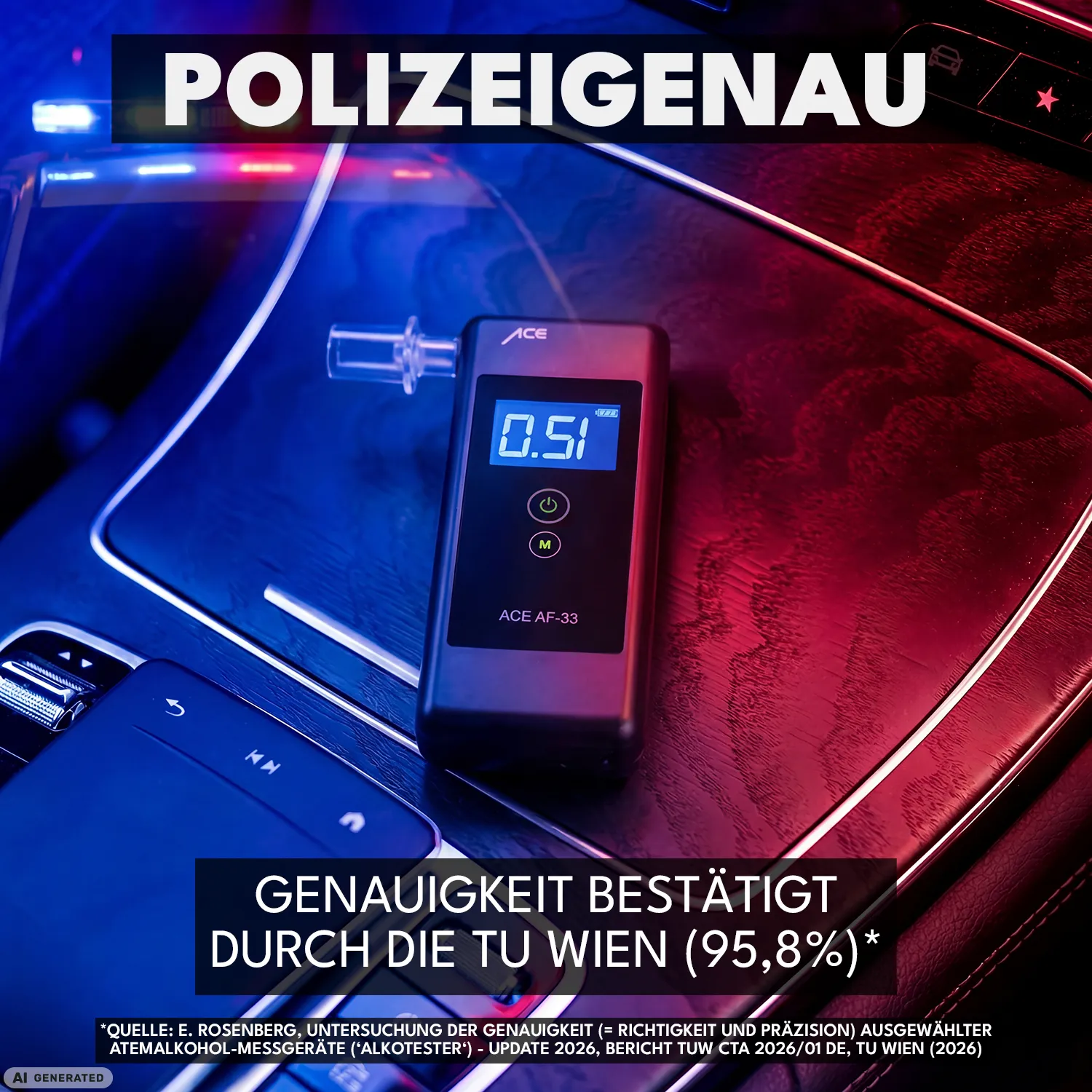ACE AF-33 Alkotester mit 25 Mundstücken elektrochemisch