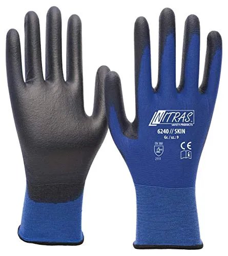 Nitras Safety Skin 6240 PU-Montagehandschuhe Gr. 7 12 Paar touchscreenfähig