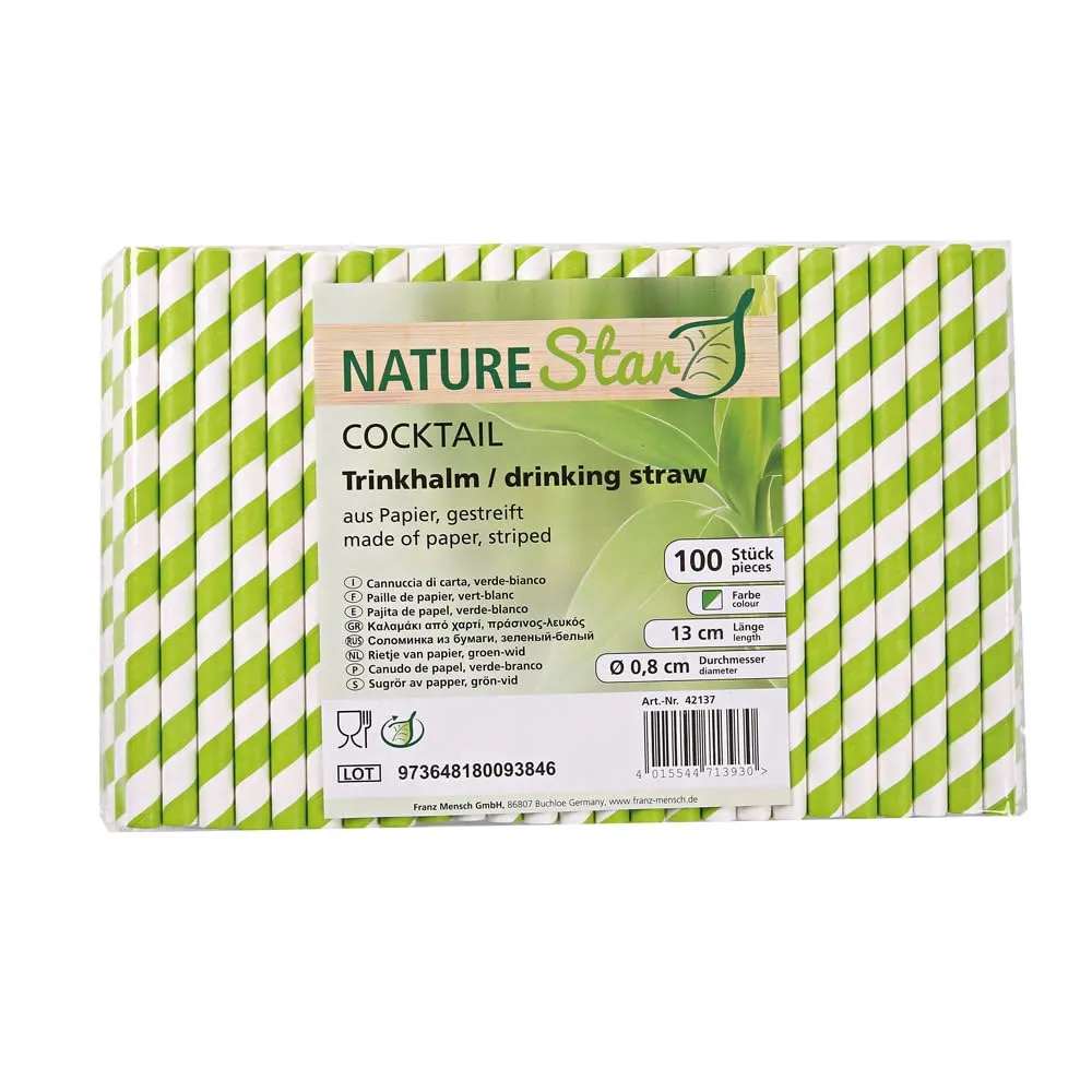 NatureStar Papier-Trinkhalme Cocktail 13 cm grün 4000 Stück