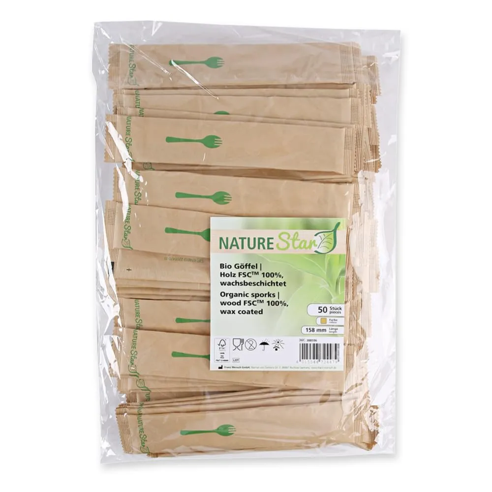 NatureStar Göffel Holz 15,8cm 500 Stück einzeln verpackt