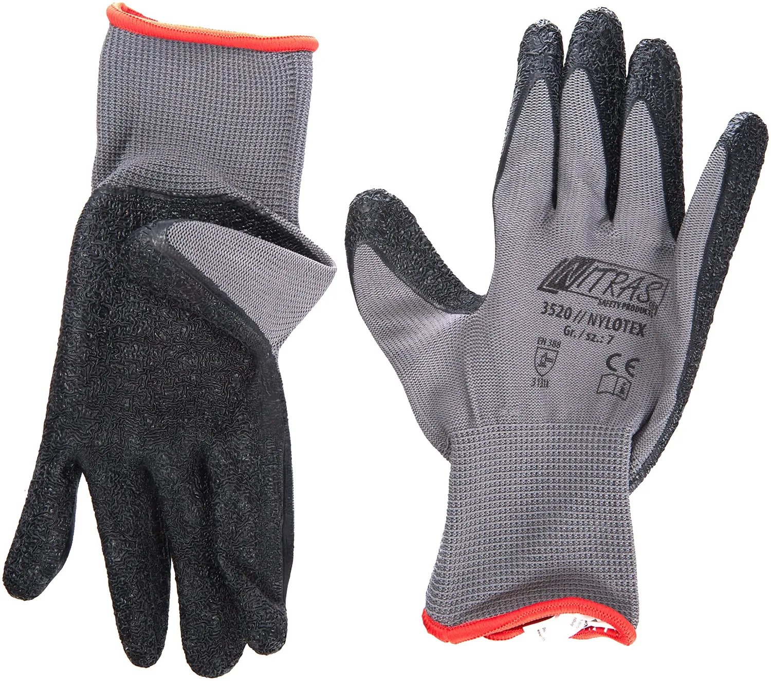 Nitras Nylotex 3520 Arbeitshandschuhe Grau-Schwarz 12 Paar griffig