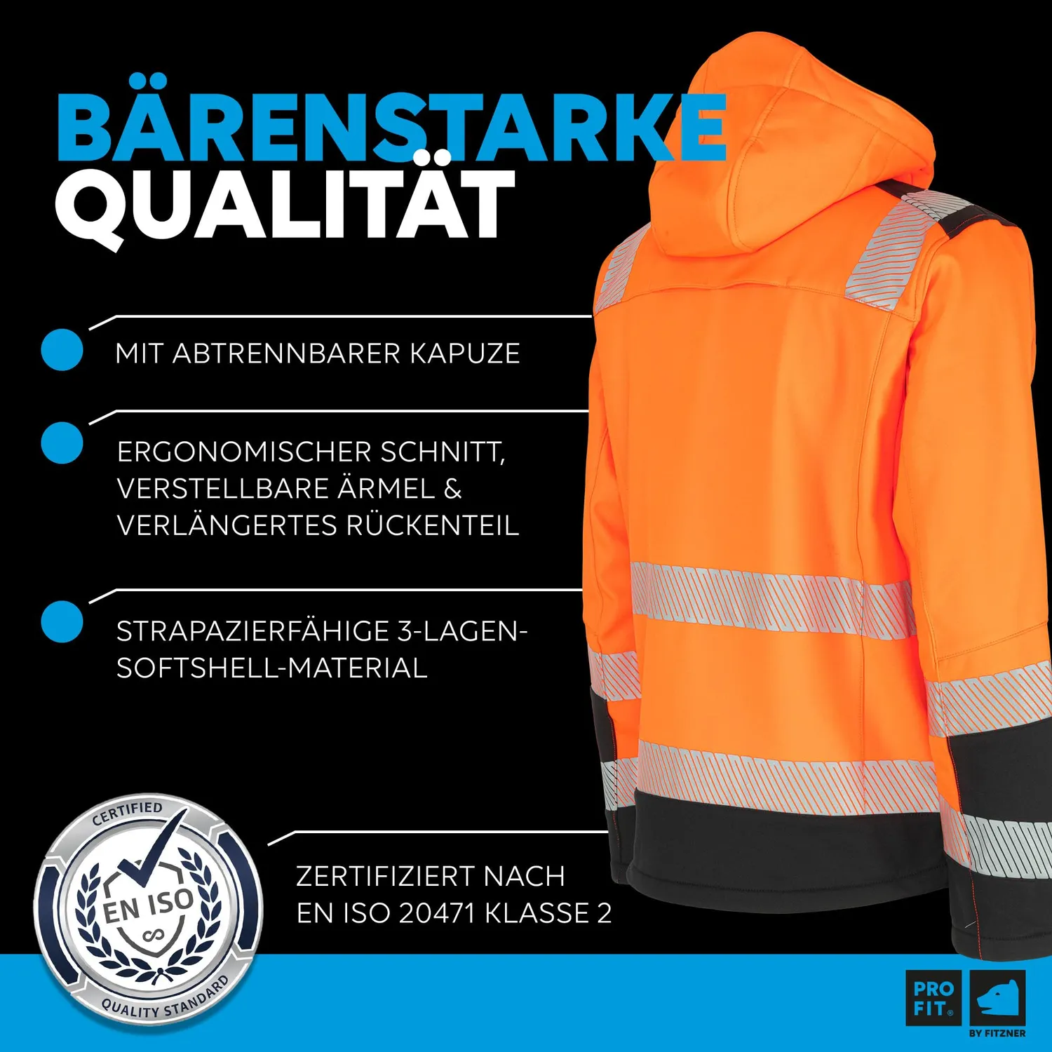 ProFit Warnschutz-Softshelljacke neongelb EN ISO 20471 Kl.2
