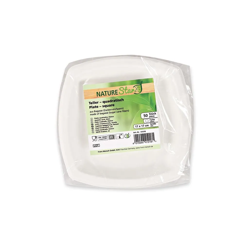 NatureStar Teller Einweg 17x17cm 1000 Stück Zuckerrohr