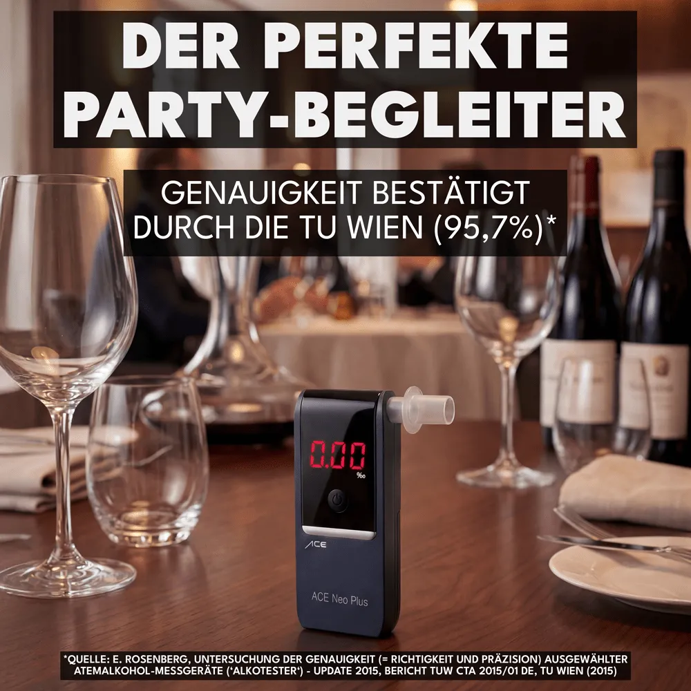 ACE Neo Alkoholtester + 25 Mundstücke Kalibrier-Gutschein