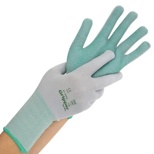 Hygostar Gripper Feinstrickhandschuhe grau-grün 10/XL 24 Stk griffig