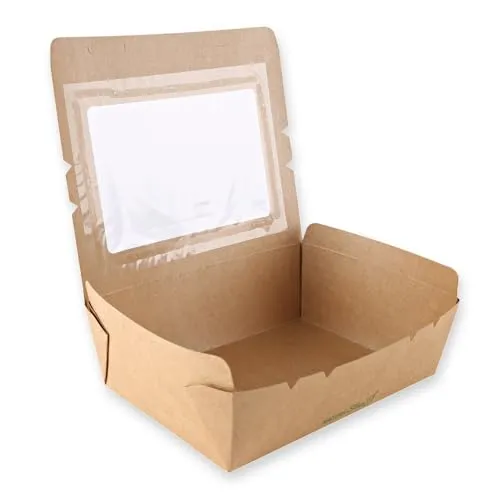 NatureStar Foodbox Menü mit Sichtfenster 21,5x16,2 cm 50 Stück PLA
