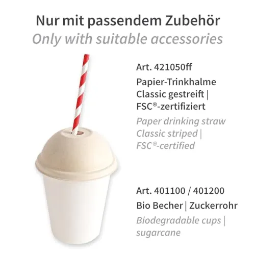 NatureStar Domdeckel Zuckerrohr natur Ø 8,45cm 1000 Stück Becher