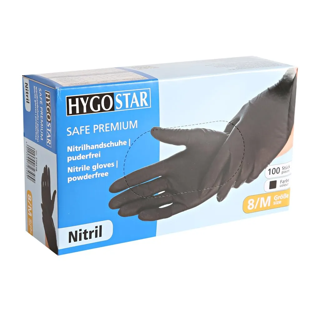 Hygostar Safe Premium Nitrilhandschuhe 8/M 100 Stück schwarz