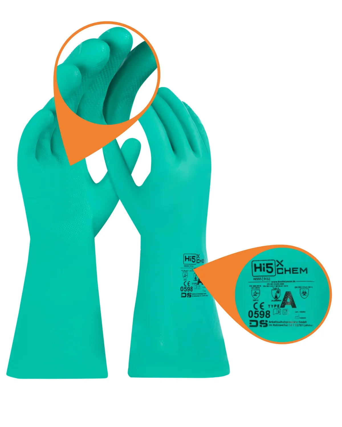 Hi5 X-Chem HI555 Chemikalienschutzhandschuhe L 1 Stück Typ A