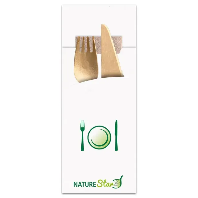 NATUREStar Bestecktaschen Papier weiß 520 Stück mit Serviette