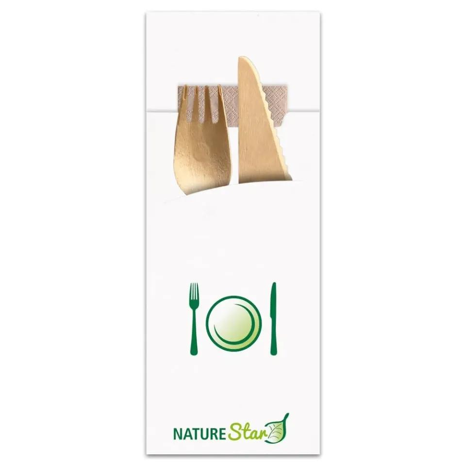 NATUREStar Bestecktaschen Papier weiß 520 Stück mit Serviette