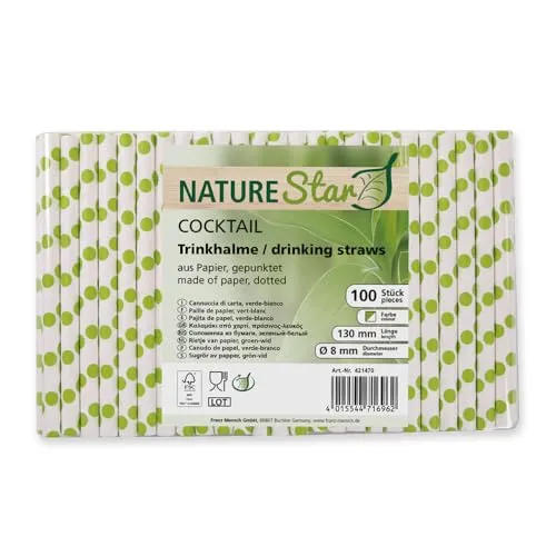 NatureStar Papiertrinkhalme Cocktail 13 cm grün 3400 Stück