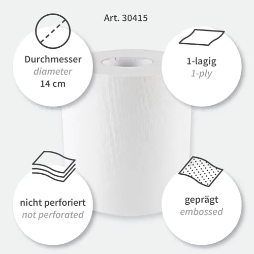 Hygoclean Papierhandtuchrollen weiß 120 m 12 Rollen 1-lagig
