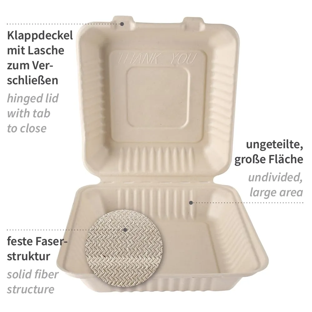 NatureStar Menübox Zuckerrohr natur 1,3 l 250 Stück Klappdeckel