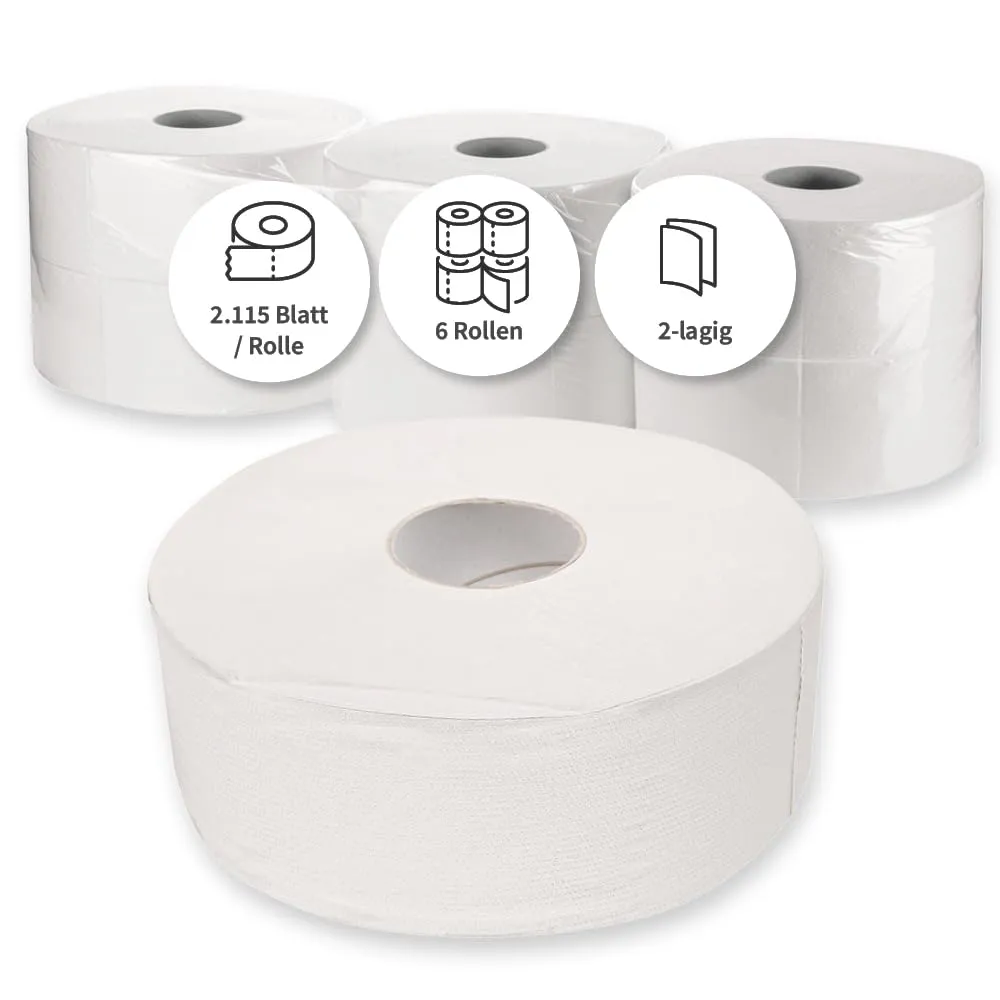 Hygoclean Jumbo Toilettenpapier 12 Rollen 2-lagig