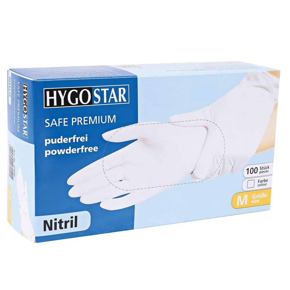 Hygostar Safe Premium Nitrilhandschuhe 8/M weiß 100 St.