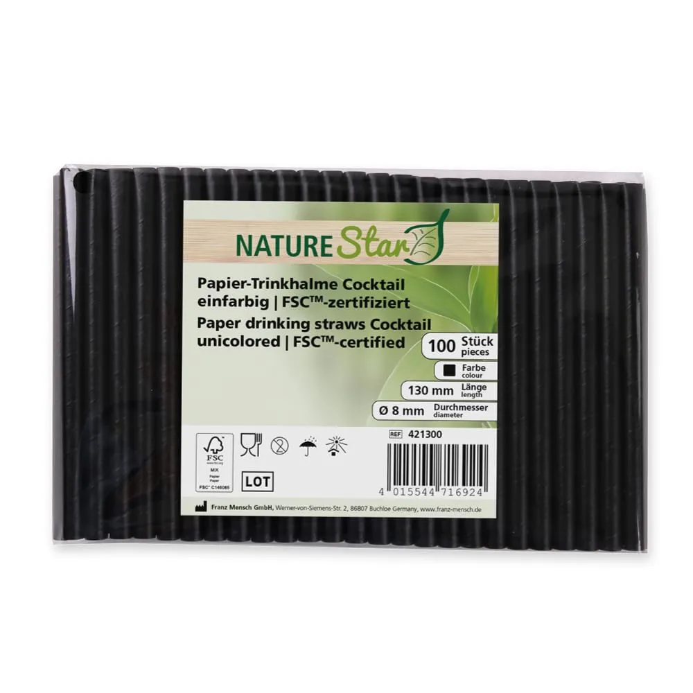 Franz Mensch NatureStar Papiertrinkhalme Cocktail 3400 St schwarz